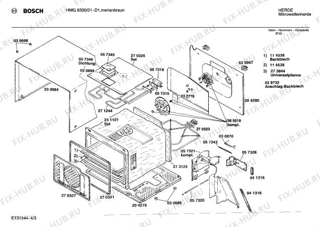 Взрыв-схема микроволновой печи Bosch HMG8300 - Схема узла 03