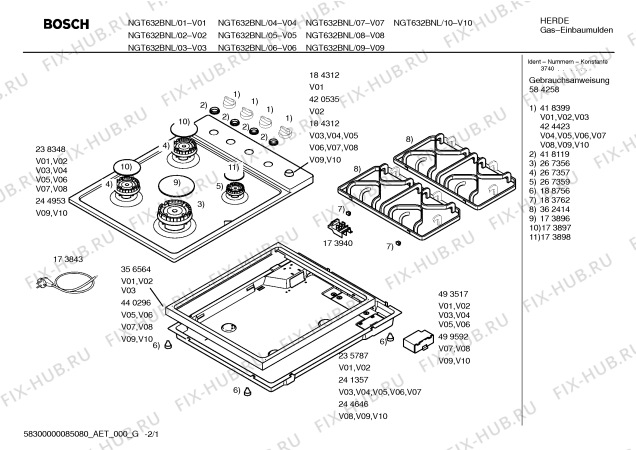 Схема №1 NGT632BNL Bosch с изображением Инструкция по эксплуатации для духового шкафа Bosch 00584258