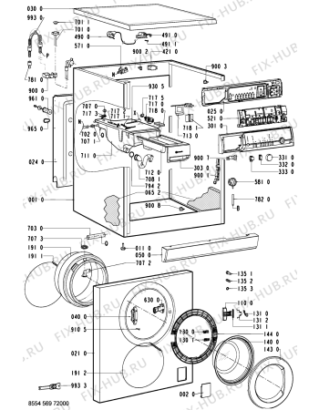 Схема №1 WAS 4749/G с изображением Обшивка для стиральной машины Whirlpool 481245214354