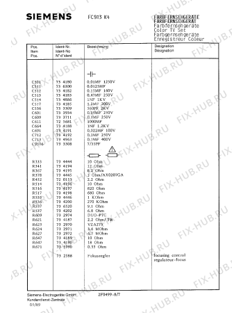 Схема №1 FC913K4 с изображением Инструкция по эксплуатации для жк-телевизора Siemens 00530548