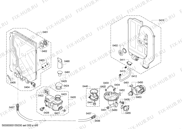 Взрыв-схема посудомоечной машины Bosch SMS65E18GB - Схема узла 04
