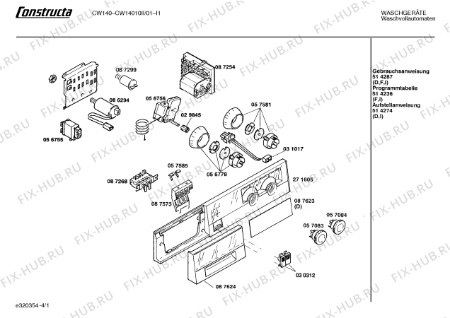 Схема №1 CW14010II CW1401 с изображением Панель управления для стиральной машины Bosch 00271605