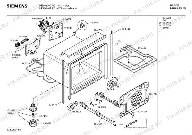 Схема №1 HE40840AA с изображением Инструкция по эксплуатации для плиты (духовки) Siemens 00519544