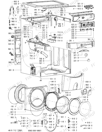Схема №1 WAB 8795-E,P с изображением Ручка (крючок) люка для стиральной машины Whirlpool 481249818317