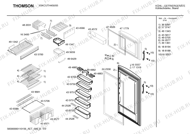 Схема №1 X5KCUTH490 с изображением Инструкция по эксплуатации для холодильной камеры Bosch 00593975