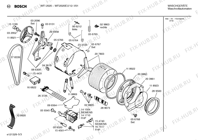 Схема №2 WFI2000EU WFI2000 с изображением Световод для стиралки Bosch 00163000