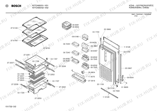 Взрыв-схема холодильника Bosch KFF2400 - Схема узла 02