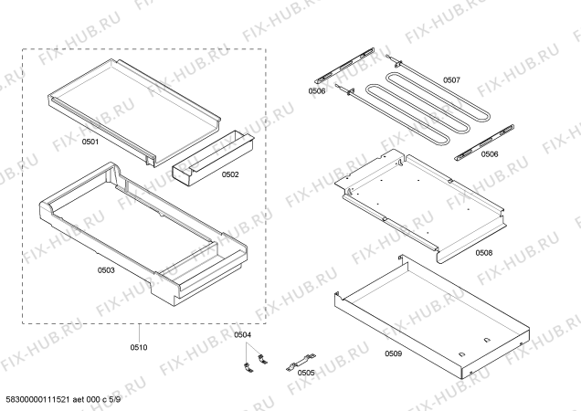 Схема №1 P364GECS с изображением Коллектор для плиты (духовки) Bosch 00144294