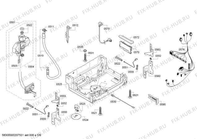 Взрыв-схема посудомоечной машины Bosch DUMMY15AX SilencePlus, A++ - Схема узла 05