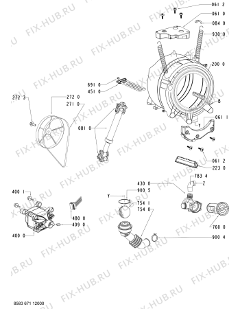 Схема №1 WAK 7771 BK с изображением Модуль (плата) для стиралки Whirlpool 480111104243