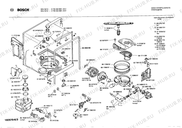 Взрыв-схема посудомоечной машины Bosch 0730202683 SMU5210 - Схема узла 03