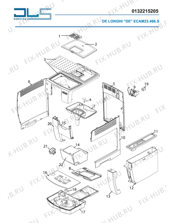 Схема №1 CAPPUCCINO  ECAM23.464.S с изображением Крышка для электрокофеварки DELONGHI 7313232881