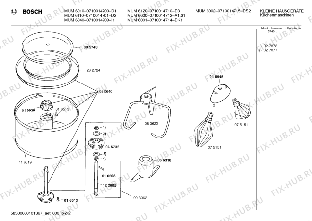 Взрыв-схема кухонного комбайна Bosch MUM6110 - Схема узла 02