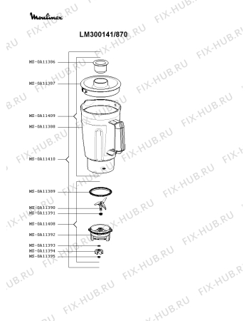 Взрыв-схема блендера (миксера) Moulinex LM300141/870 - Схема узла 5P004392.5P2