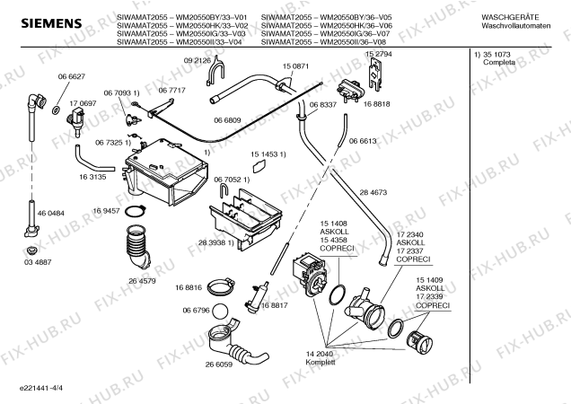 Схема №1 WM20550HK SIWAMAT2055 с изображением Инструкция по эксплуатации для стиральной машины Siemens 00520661
