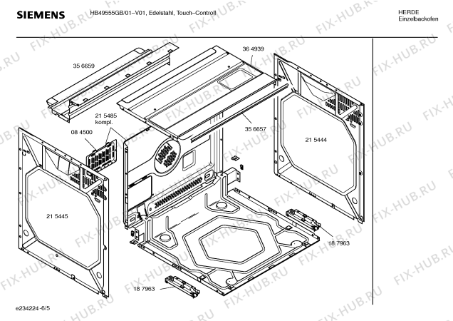 Схема №1 HB49555GB с изображением Информационная папка для плиты (духовки) Siemens 00581798