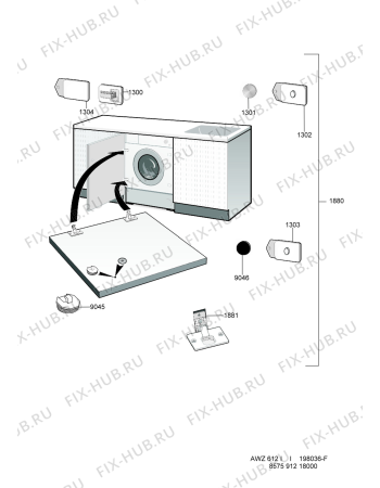 Схема №1 AWG 349 с изображением Фиксатор для стиральной машины Whirlpool 481240478913