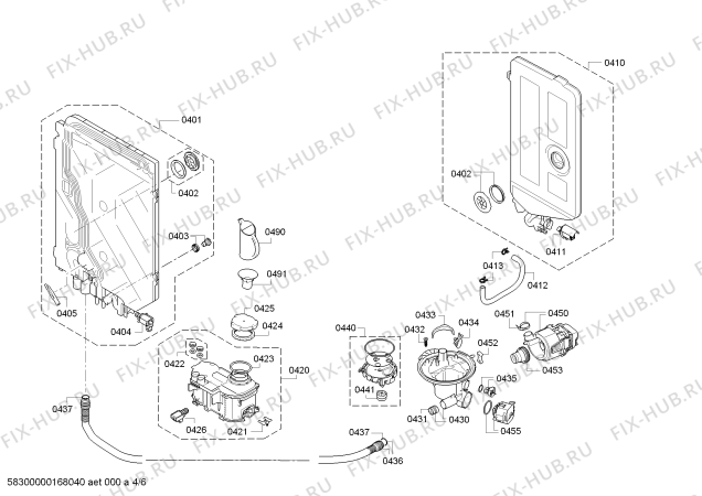 Взрыв-схема посудомоечной машины Neff S52N58X3EU - Схема узла 04