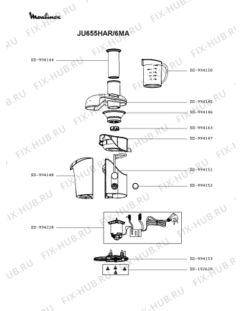 Схема №1 JU655HAR/6MA с изображением Электромотор для соковыжималки Moulinex SS-994228