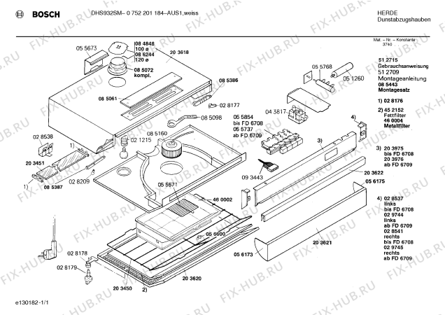 Схема №1 0752201184 DHS932SM с изображением Тепловой экран для вентиляции Bosch 00203621