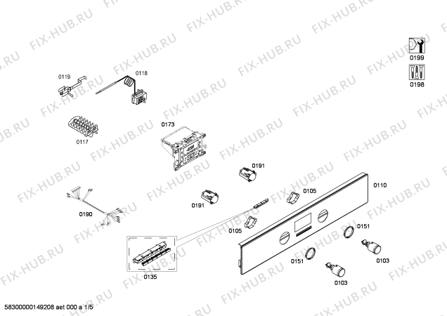 Схема №1 3HB516XP horn.balay.2d.indp.CFm.E0_TIF.pt_crr.inx с изображением Передняя часть корпуса для электропечи Bosch 00700340