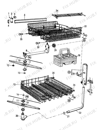 Взрыв-схема посудомоечной машины Electrolux BW333-W2 - Схема узла Baskets, tubes 061