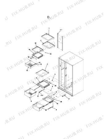 Схема №1 AC2225GEKB с изображением Рамка для холодильной камеры Whirlpool 482000020071