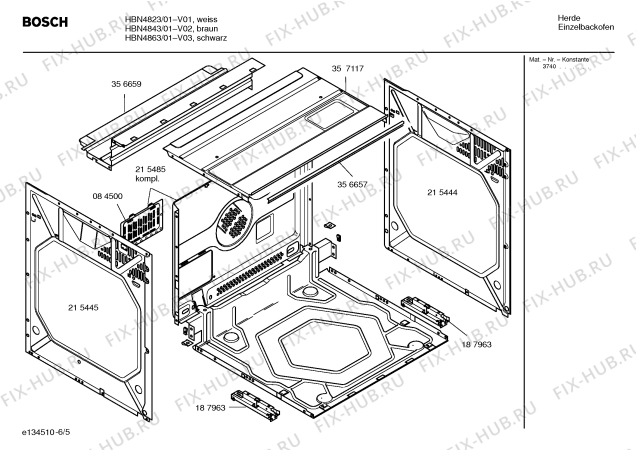 Взрыв-схема плиты (духовки) Bosch HBN4823 - Схема узла 05