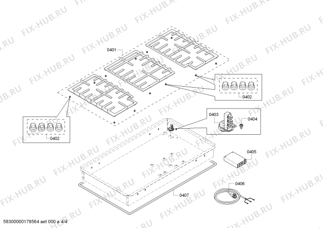 Взрыв-схема плиты (духовки) Bosch NGM5655UC Bosch - Схема узла 04