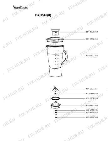 Взрыв-схема блендера (миксера) Moulinex DAB545(0) - Схема узла HP002730.5P2