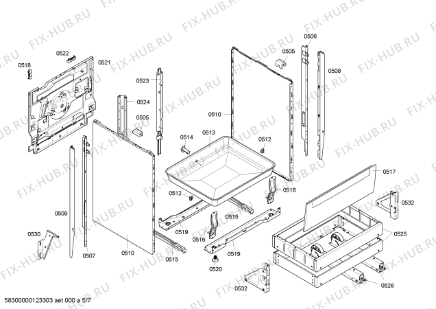 Взрыв-схема плиты (духовки) Bosch HLN424020V - Схема узла 05