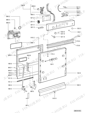 Схема №1 GSIK 6518/1 IN с изображением Панель для электропосудомоечной машины Whirlpool 481010395722