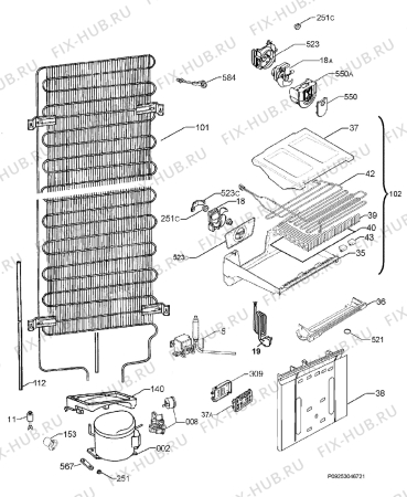 Взрыв-схема холодильника Rex Electrolux RNA34980C - Схема узла Cooling system 017