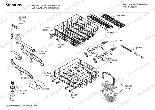 Схема №1 SL64E331EU с изображением Инструкция по эксплуатации для посудомойки Siemens 00691759