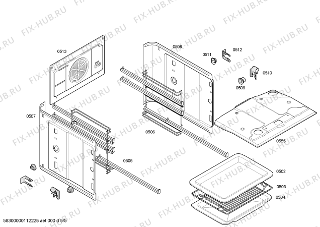 Схема №1 HBN43W350E Hornos bosch ind.multf.inox.ec3 с изображением Передняя часть корпуса для электропечи Bosch 00440539