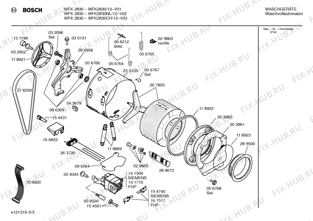 Схема №1 WM44330SI SIWAMAT PLUS 4433 с изображением Гайка для стиралки Bosch 00154000