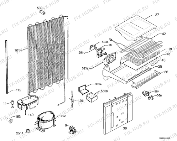 Взрыв-схема холодильника Electrolux CBNF350 ELECTROLUX E - Схема узла Cooling system 017