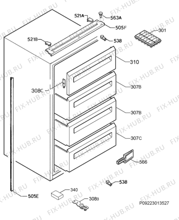 Взрыв-схема холодильника Zanker KBF11401SK - Схема узла Housing 001