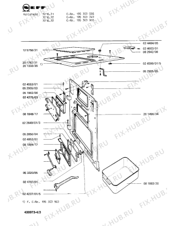 Схема №1 1133041101 3304/11NB с изображением Крышка для плиты (духовки) Bosch 00082520