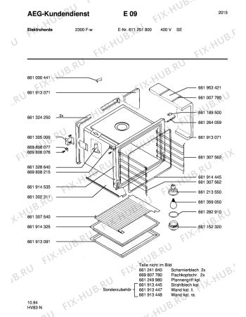 Взрыв-схема плиты (духовки) Aeg 2300F-W S 400V - Схема узла Section5