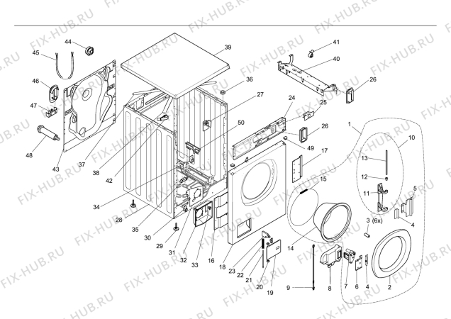 Взрыв-схема стиральной машины Electrolux WA65LIWA - Схема узла Housing 001