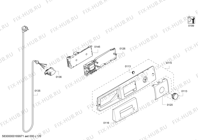 Схема №1 WAS287B0GB Logixx 9 VarioPerfect с изображением Панель управления для стиральной машины Bosch 00795974