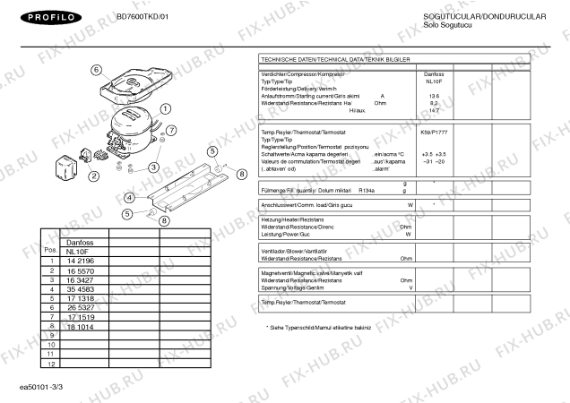 Взрыв-схема холодильника Profilo BD7600TKD - Схема узла 03