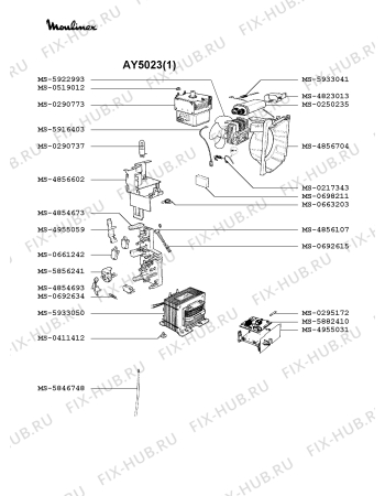 Взрыв-схема микроволновой печи Moulinex AY5023(1) - Схема узла 5P002016.5P2