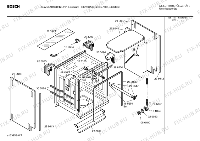 Схема №1 SGV56A03GB с изображением Инструкция по эксплуатации для электропосудомоечной машины Bosch 00584055