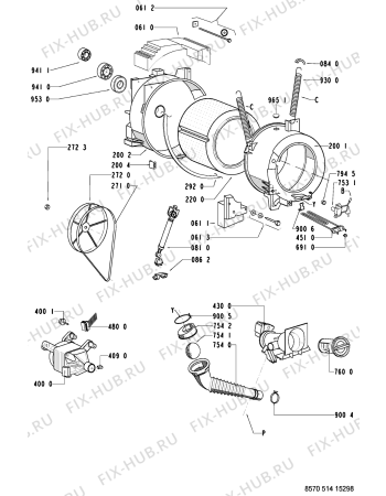 Взрыв-схема стиральной машины Indesit AWM51458 (F092389) - Схема узла