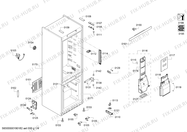 Схема №1 KG56FPI40 Siemens с изображением Дверь морозильной камеры для холодильника Bosch 00778240