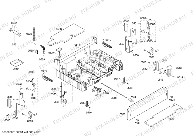 Схема №1 SHX45M05UC с изображением Внешняя дверь для посудомойки Bosch 00244877