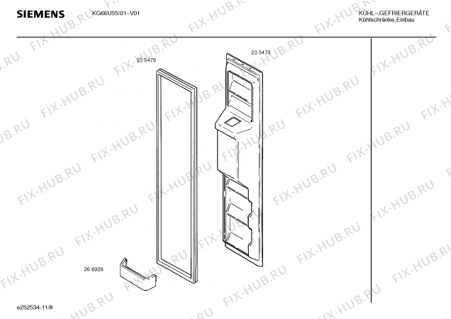 Схема №1 KG66U55 с изображением Толкатель для холодильной камеры Siemens 00266832