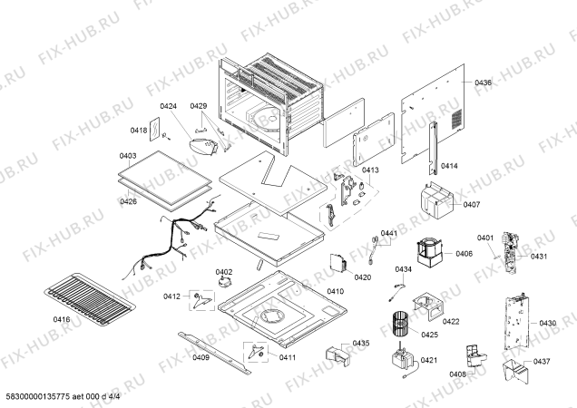 Взрыв-схема микроволновой печи Bosch HMT35M653 - Схема узла 04